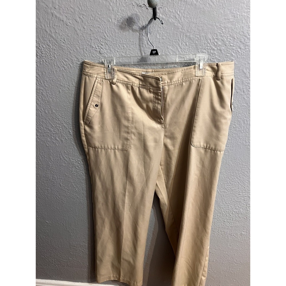 Izod Golf Pants Womens Size‎ 14 Beige Flat Front